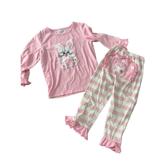 Girls Appliqué Ruffle Easter Pajamas - Picture 1 of 4